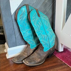 Turquoise and Brown Western Boots